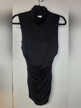 Bailey 44 Black Turtleneck Ruched Sleeveless Top